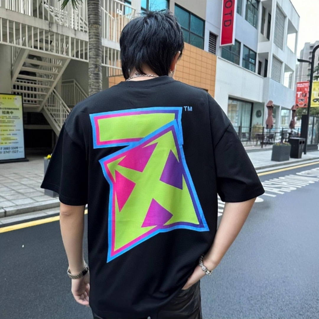 0W deformable 3D color graffiti arrow short sleeves