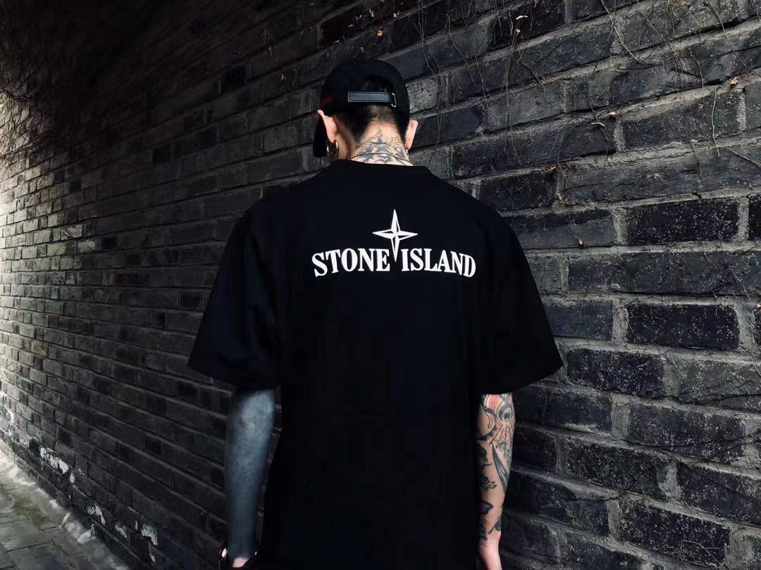 Stone island cross logo printing short sleeves