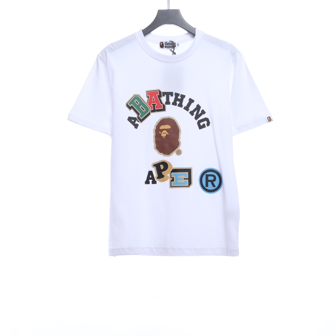 BAPE ape head logo colorful print short sleeves