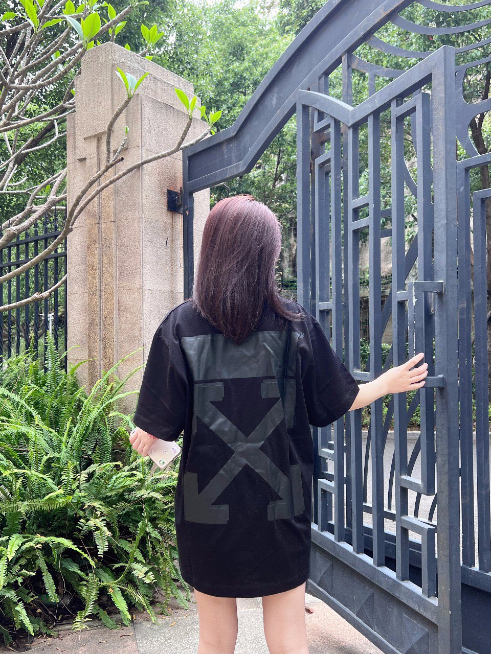 OW overlapping arrowhead pattern printing short sleeves