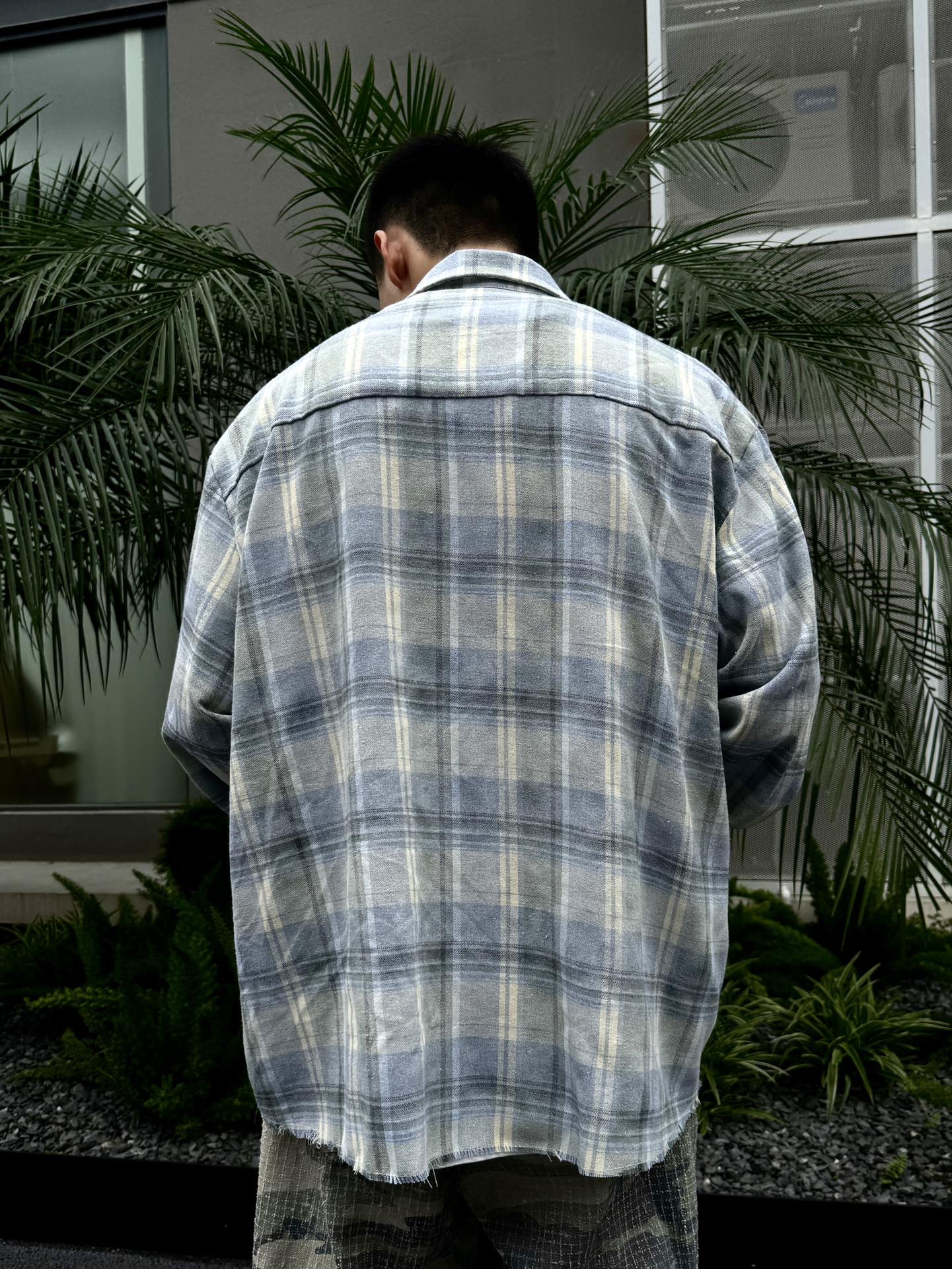 Vintage distressed and mottled DirtyFit worn-look plaid flannel pure cotton Shirt