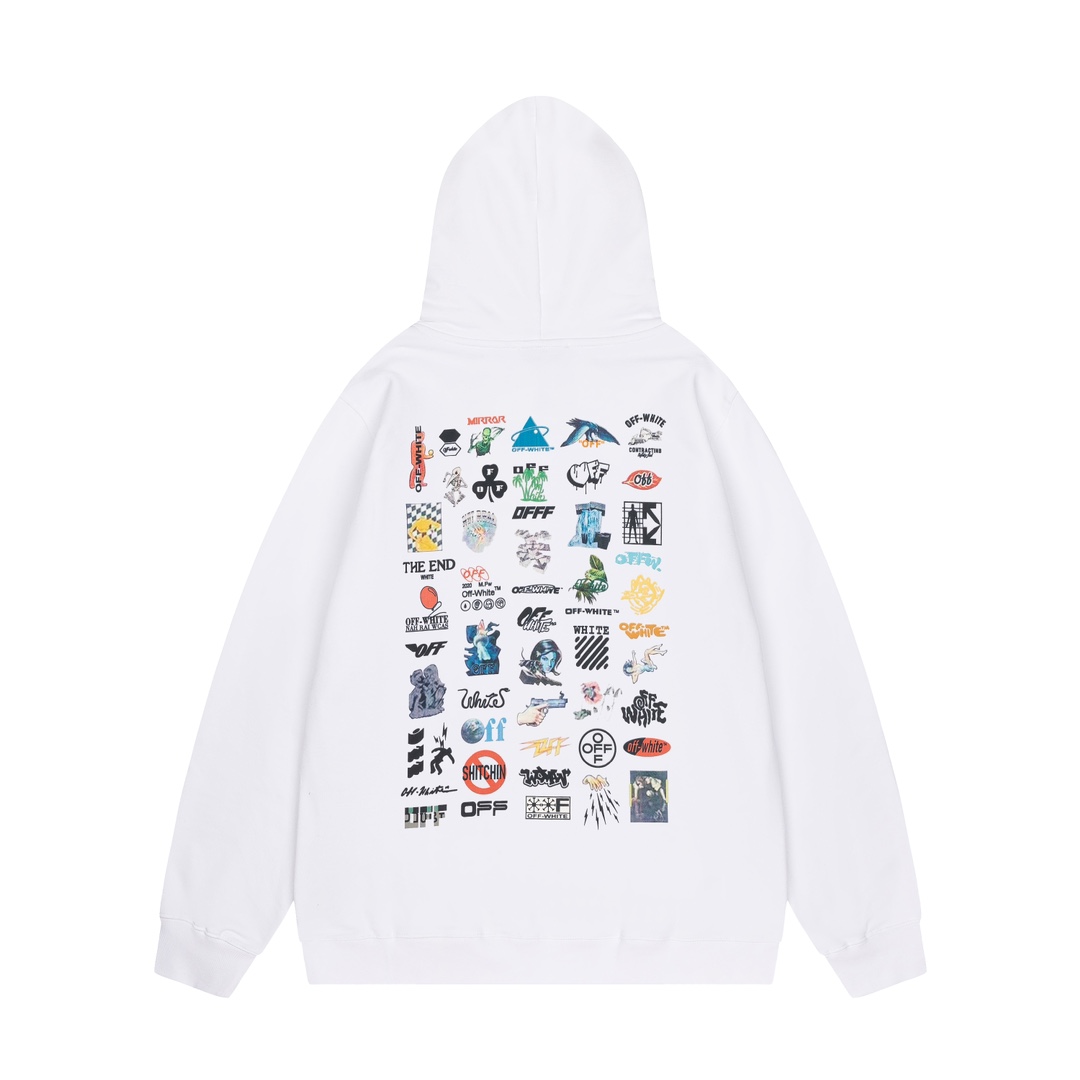 Off-White 24SS new multi-logo loose-fit hoodie