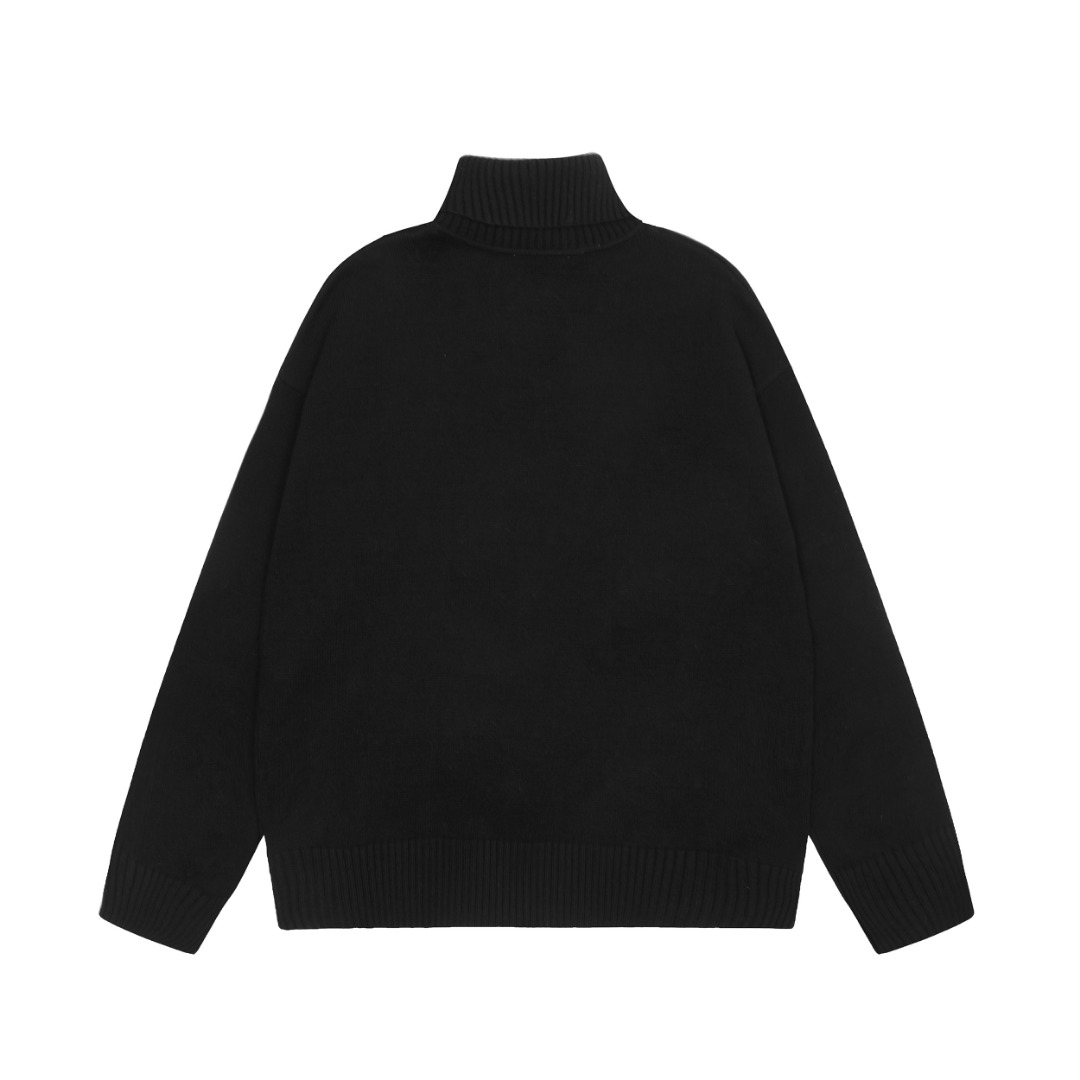 Am1 2024SS classic black jacquard big heart turtleneck sweater