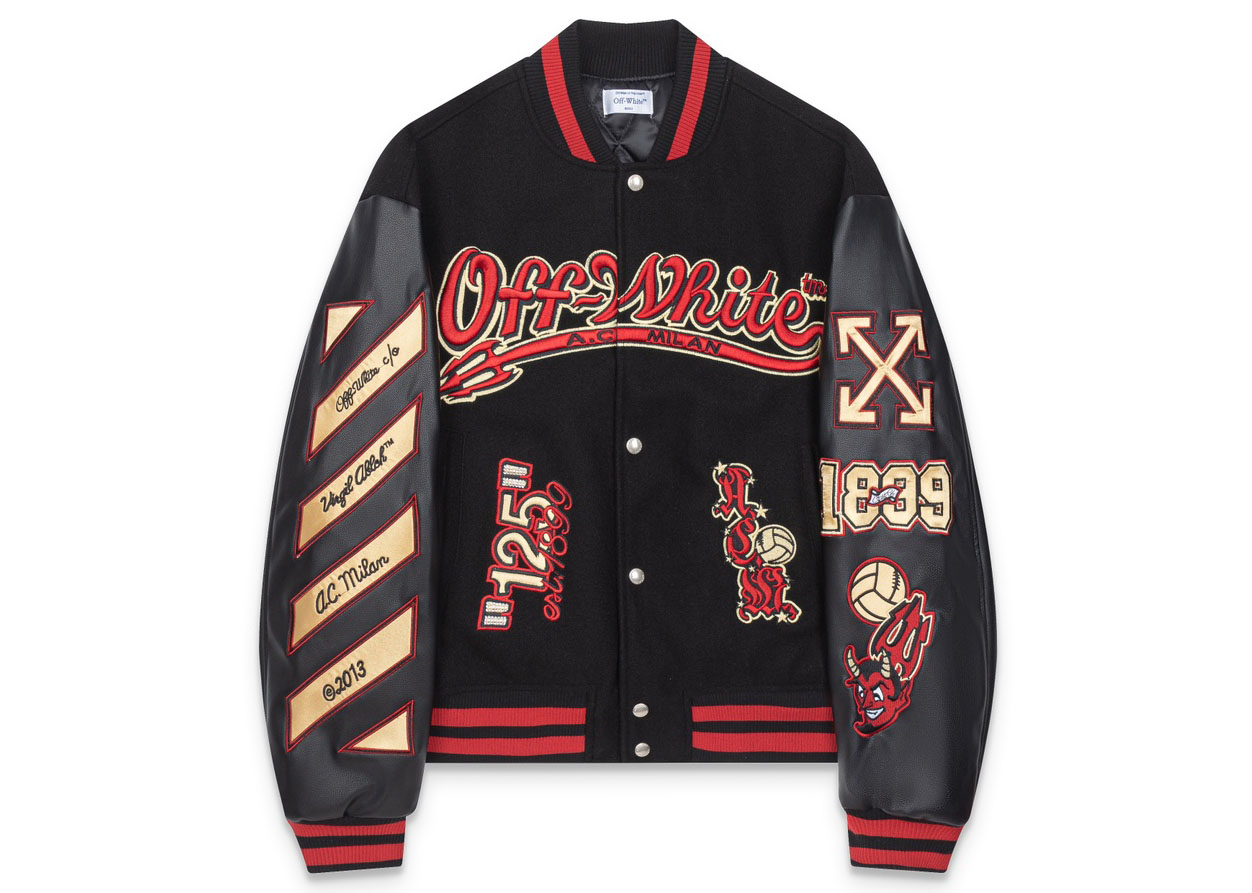 Off-White Embroidered Patchwork Leather Jacket