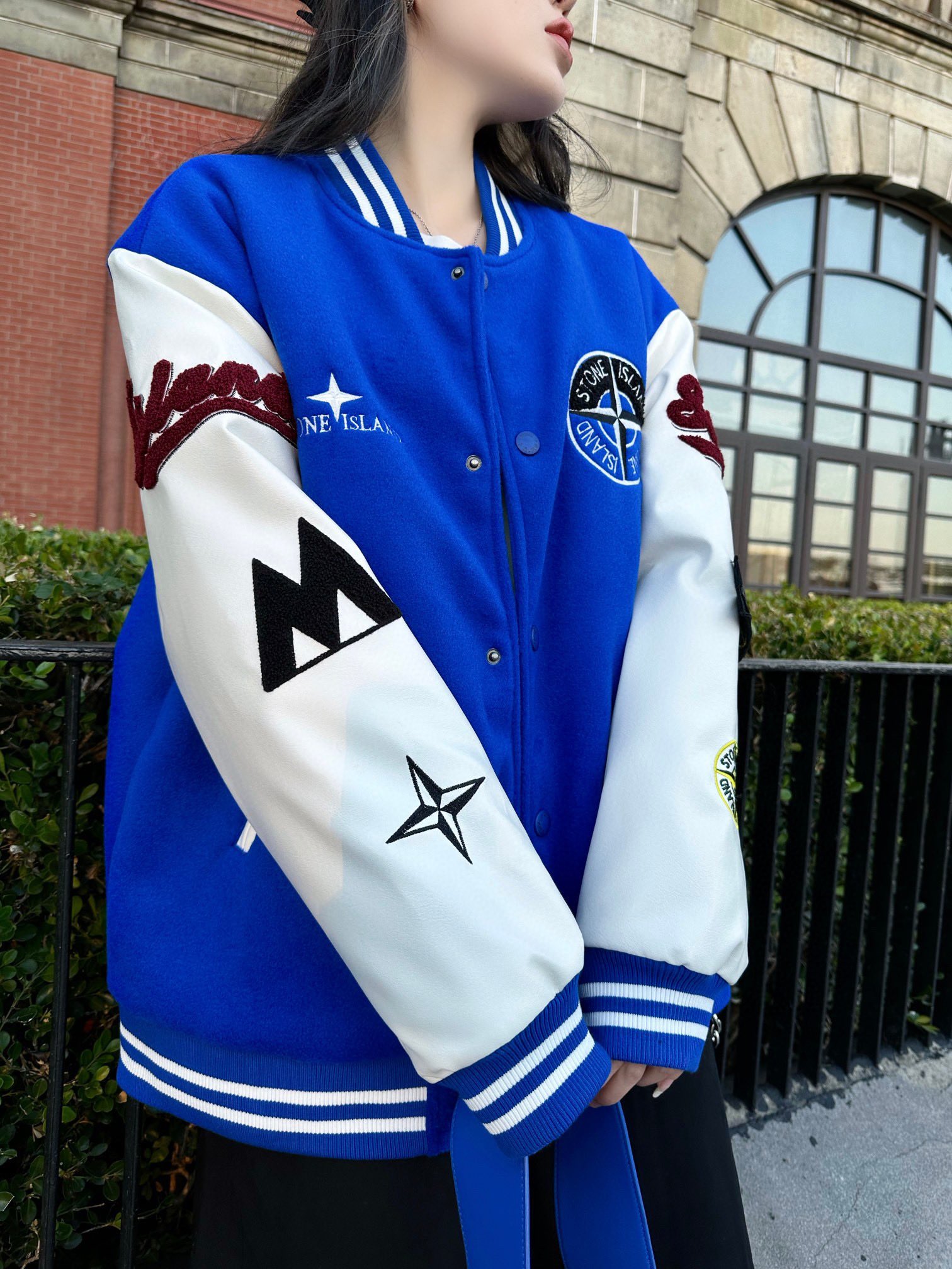 Stone 1Sland stone island splicing baseball tweed jacket